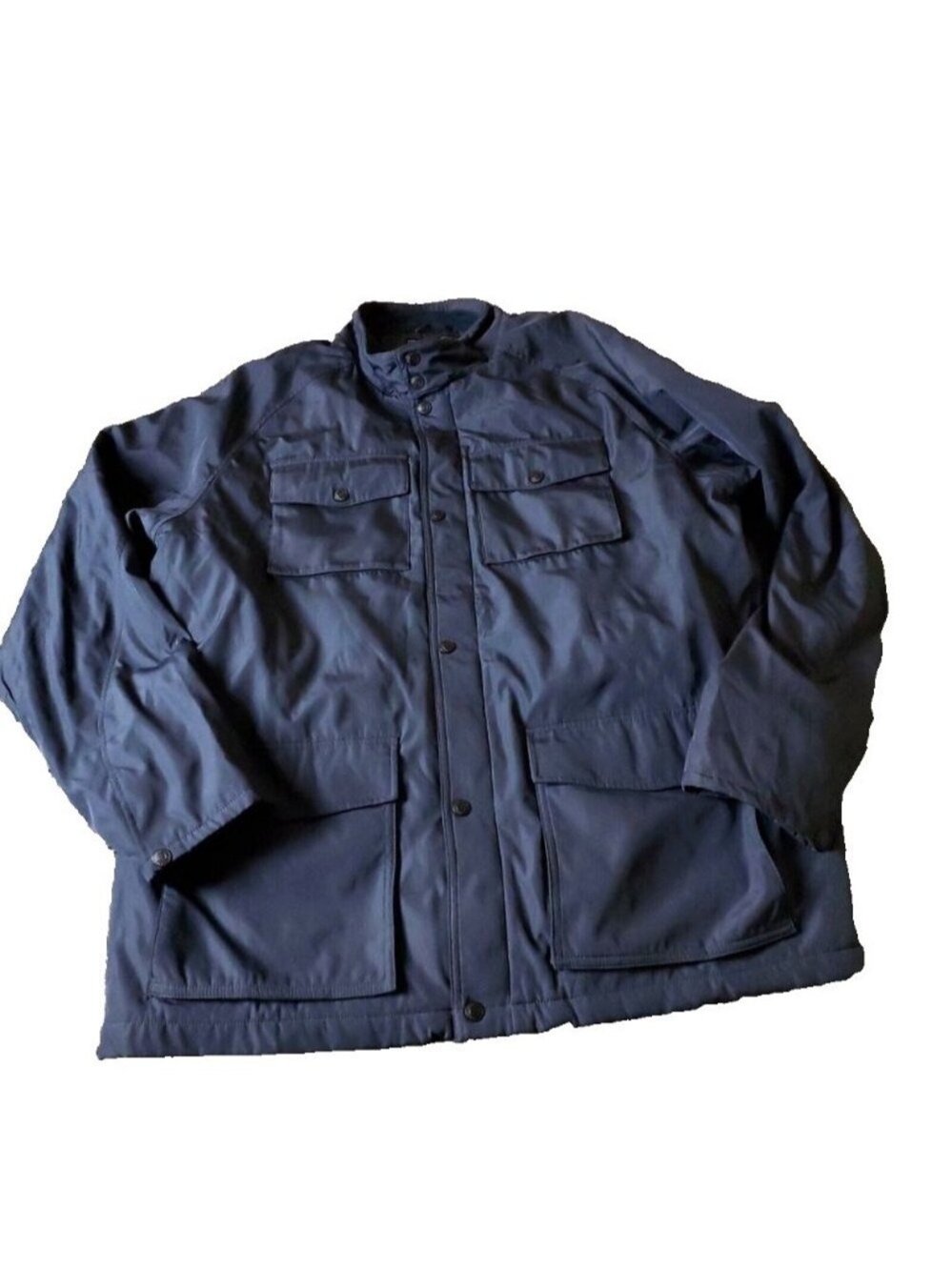 Dockers Jacket Mens XL Blue Pockets Utility Military Polyester Snap Button